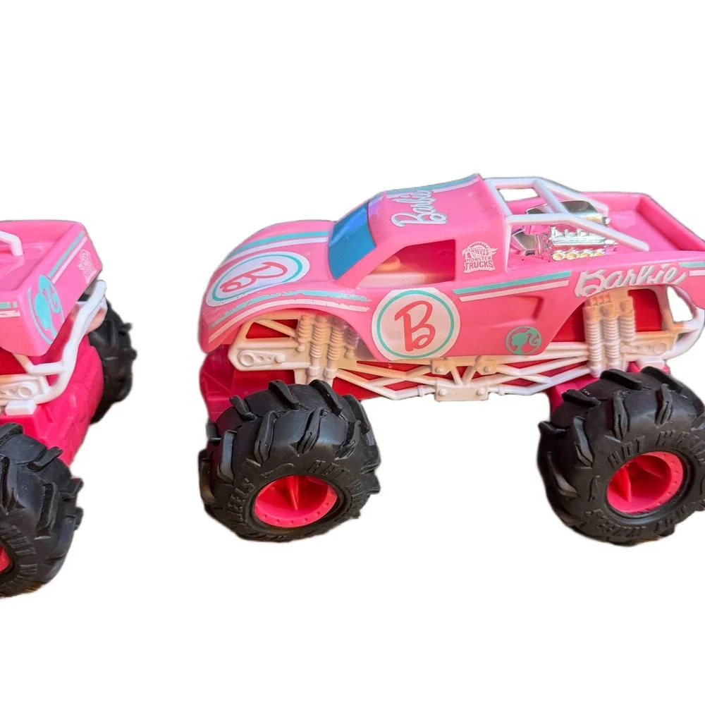 Hot Wheels Barbie Monster Trucks Pink HNV02 Set of 2 No Remotes